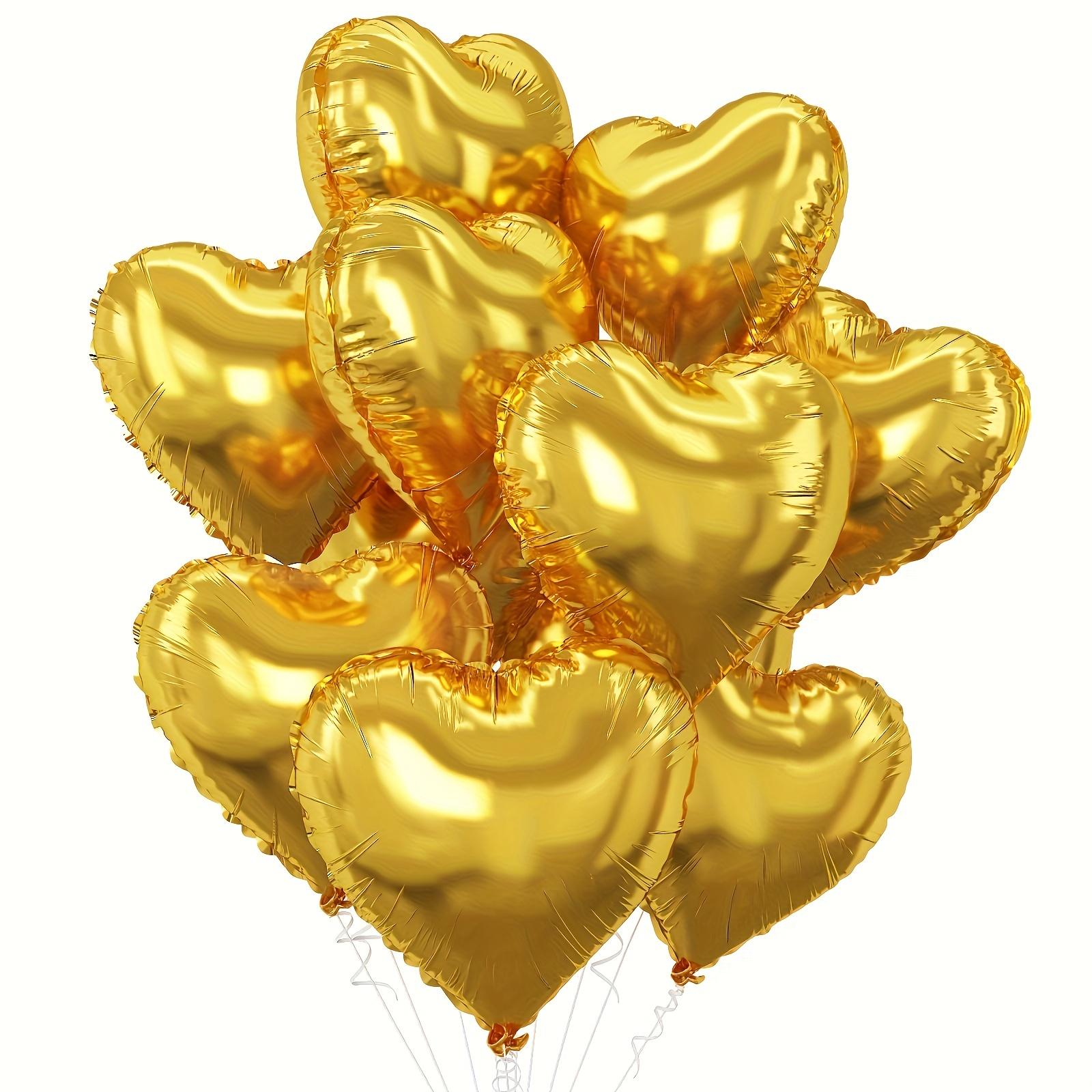 

10pcs Heart-Shaped Black and Golden Aluminum Foil Balloons Set Versatile Party Decorations for Weddings, Birthdays, Graduations золотистий