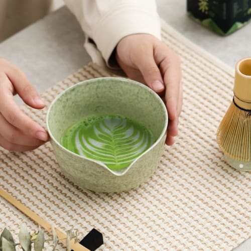 Chaksy Matcha Set, Japanese Tea Set Includes Matcha Bowl with Spout, Matcha Holder, Bamboo Matcha, and Bamboo Scoop
