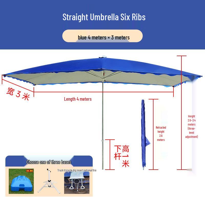 Large Rectangular Folding Patio Umbrella with Canopy Sun Protection