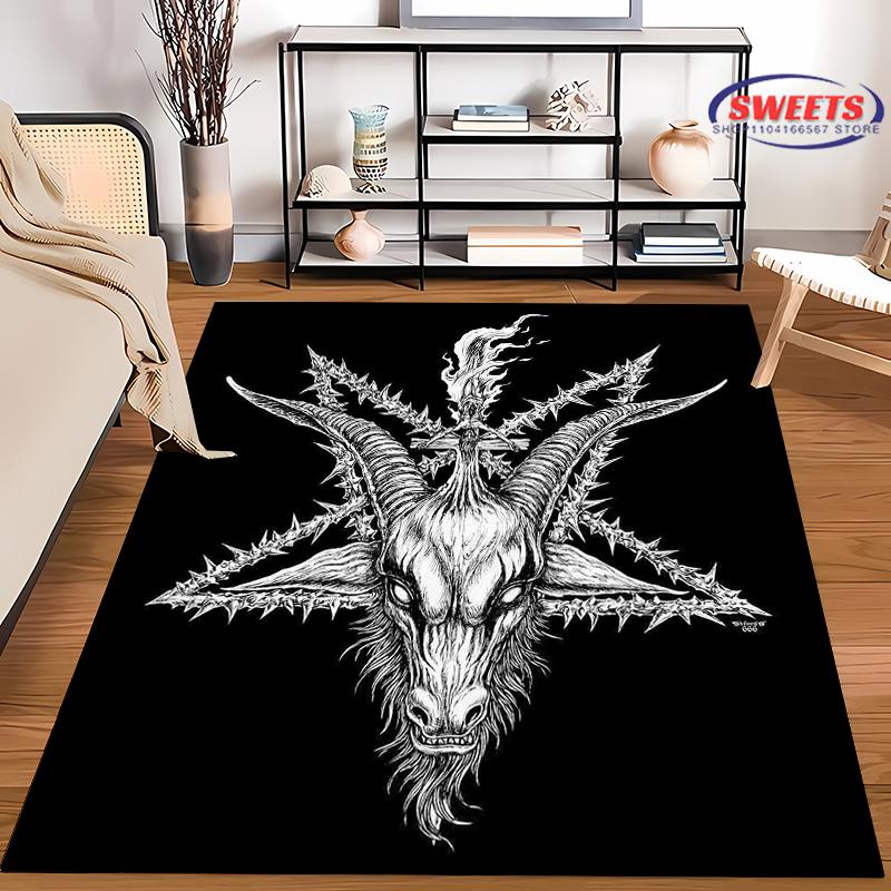 

3D Таинственный ковер с узором козла для гостиной, спальни, прихожей, длинная полоса, противоскользящий, мягкий коврик для зонирования, коврик для дивана, коврик для входной двери, коврик для домашнего декора 40x60cm (16x24in)