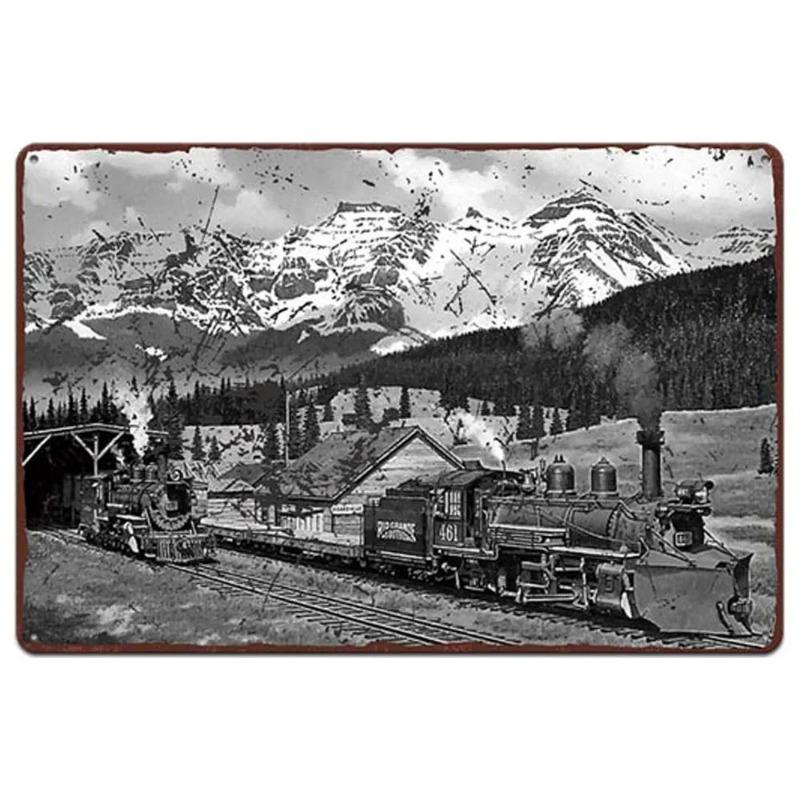 Vintage Metal Tin Poster Train Retro Metal Tin Signs Posters Plate Wall Decor for Bar Restaurant Cafe Clubs Retro Plaque