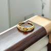 Medieval Vintage Flower Butterfly Brushed Opening Ring Light Luxury Niche Exquisite Zircon High-End Ring Woman