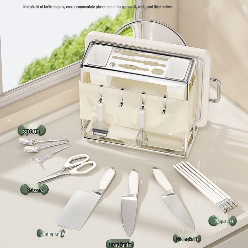 Stainless Steel Countertop Kitchen Knife & Utensil Organizer
