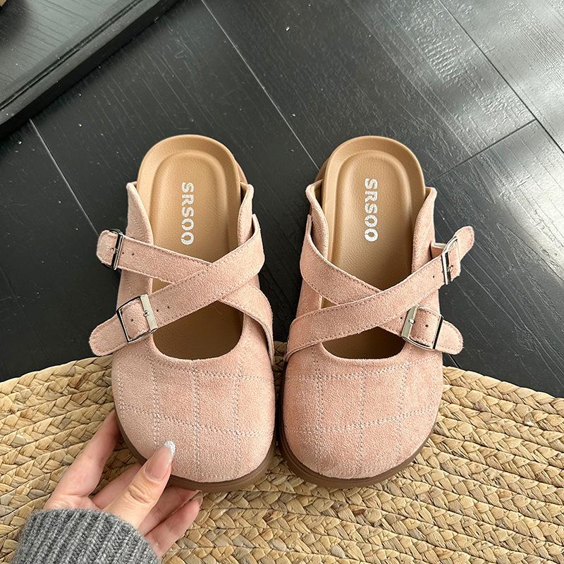 Fashion Thick-soled height-increasing shoes for women, half-closed toe sandals for outdoor wear 2025