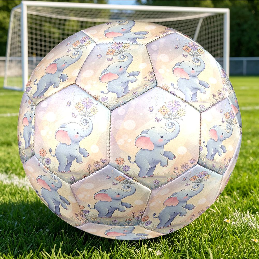 1pc Elephant Flowers Standard Size 5 Wear Resistant Football, Indoor Outdoor Soccer Ball for School Park Grass Training & Daily zq71017