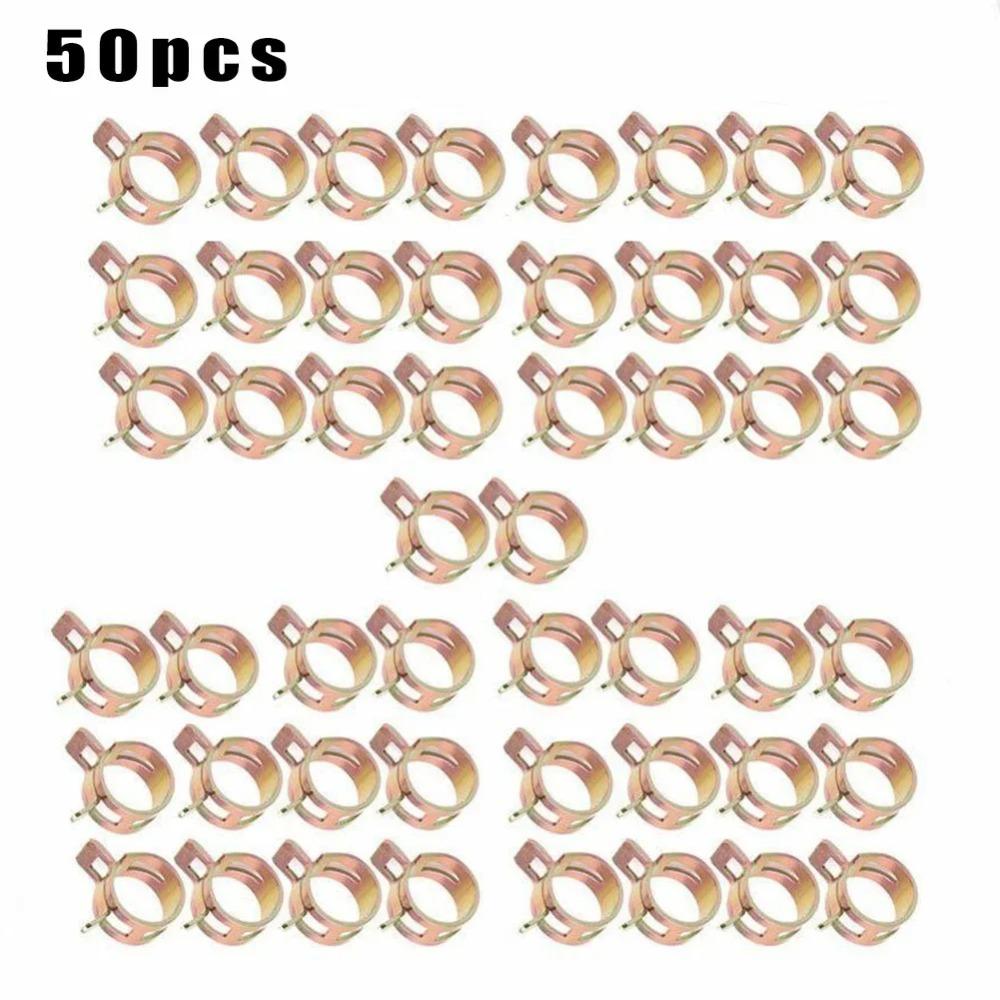 50PCS Compact Push-On Hose Clamps Set 5mm to 9mm for Water Air Fuel Lines Reusable Design for Automotive And Mechanical Use