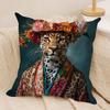 European Fashion Leopard Cushion Cover Silky Short Plush Invisible Zipper Dustproof Sofa Pillow Case for Home Decor