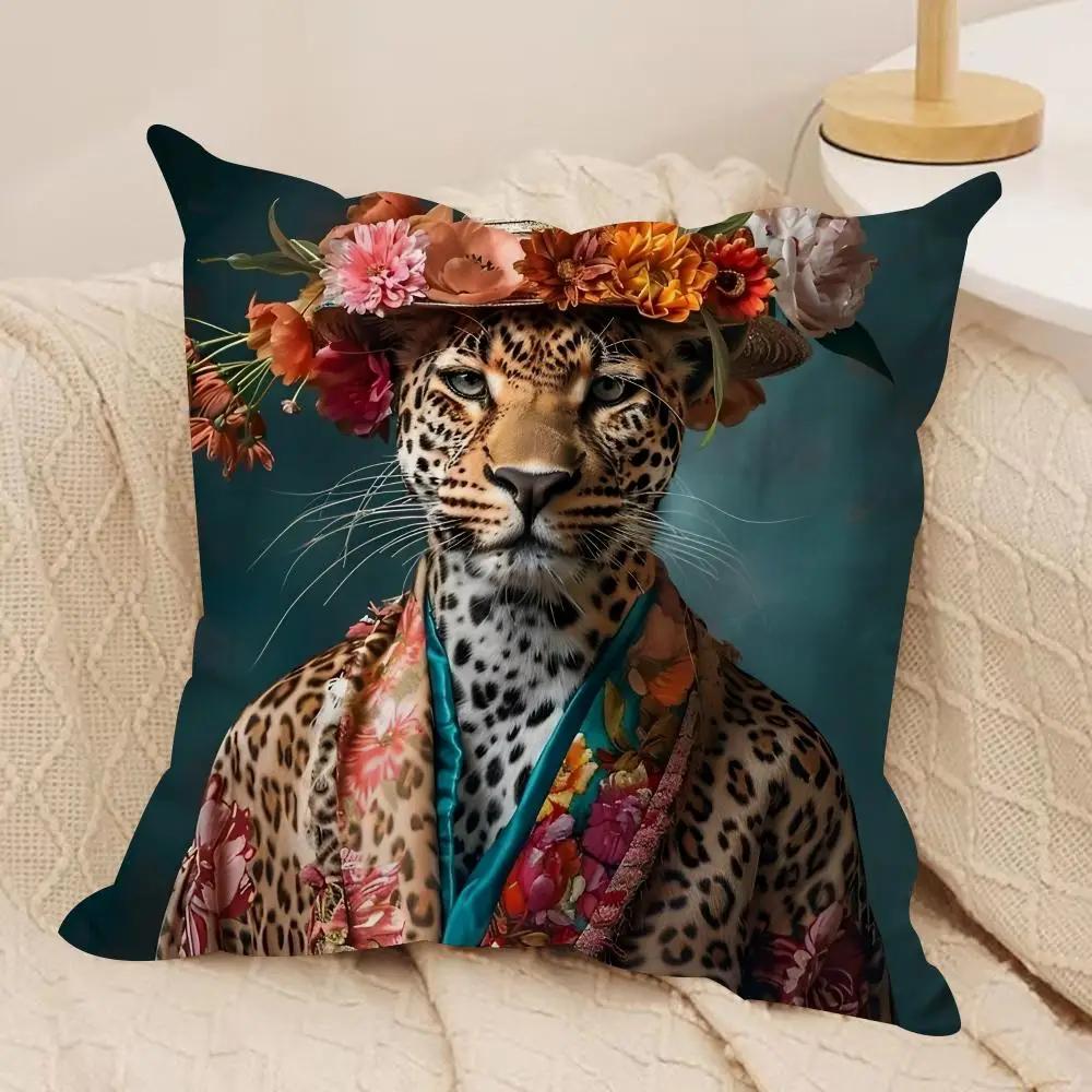 European Fashion Leopard Cushion Cover Silky Short Plush Invisible Zipper Dustproof Sofa Pillow Case for Home Decor