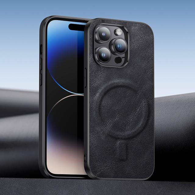 Luxury Leather Case For Iphone 14 13 12 11 Pro Max Magnetic Magsafe Wireless Charging Shockproof Silicone Phone Cover Funda Para