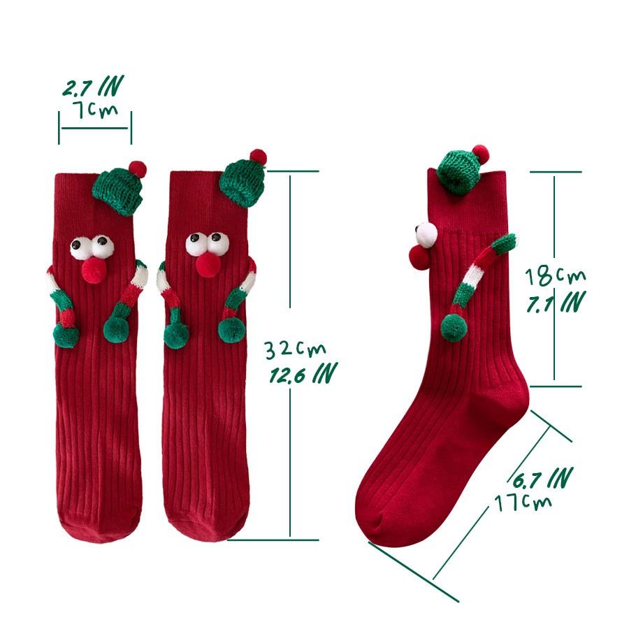 Girl's Green and Red Christmas Cartoon Socks Cute Interesting Elastic Socks Middle Tube Socks Party Stage Performance Accessory