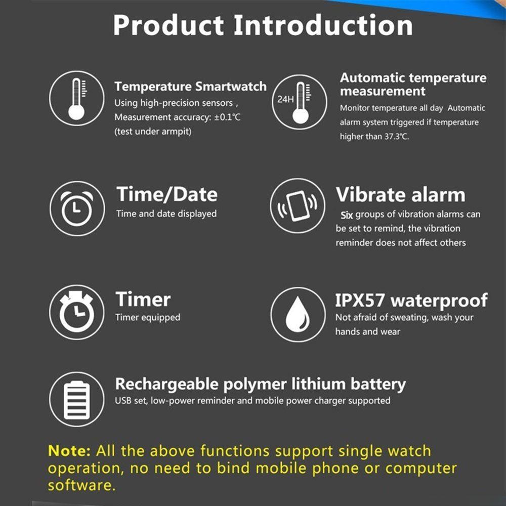 Waterproof Silent Wristband Vibration Wake-Up Smart Band Health Monitor Sports Watch Student Life