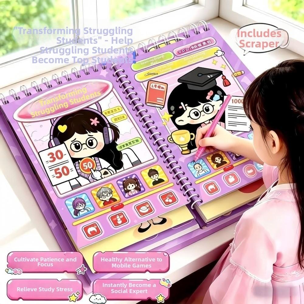 Renovation Family Members Character Dress-Up Sticker Book with Scraper Cartoon Quiet Book Children