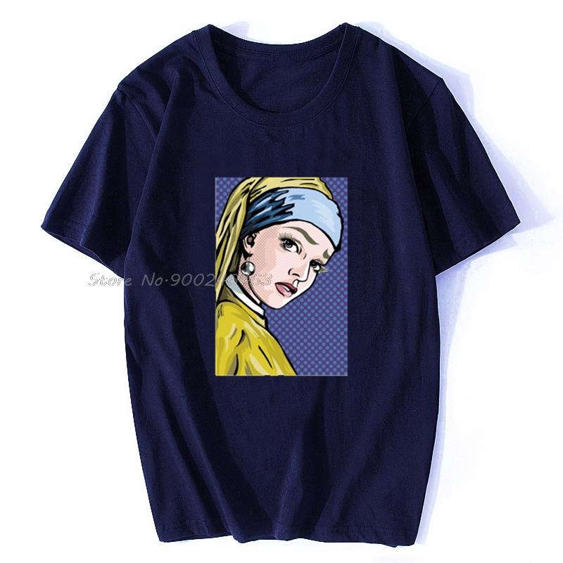 

Unisex tshirt Lichtenstein Girl With A Pearl Earring Tshirt Women T Shirt Unisex Cotton Tees Tops Hip Hop Harajuku Streetwear S