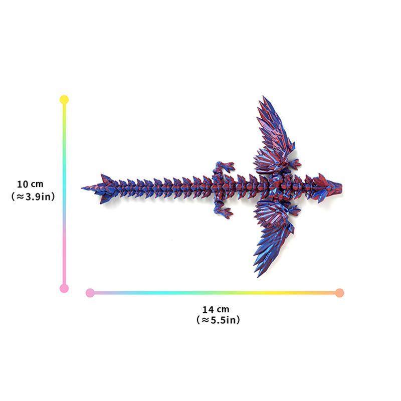 3D Printed Dragon with Wings Gradient Dragon Movable Wing Dragons Interaction Creative Kid Gift Toys for Home Office Ornaments