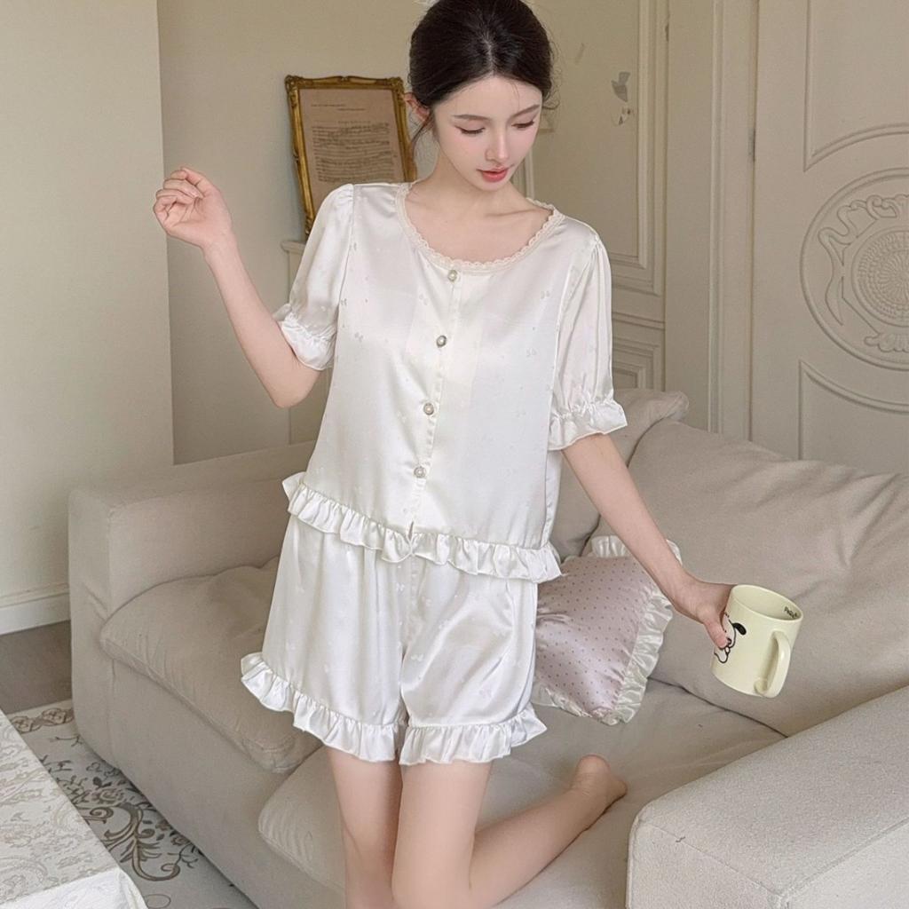 New pajamas women's spring and summer new jacquard national style retro court style high-end loungewear short-sleeved shorts