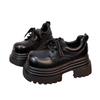 2025 New Muffin Platform Big Head JK Small Leather Shoes Women's Small Derby Shoes British Style Lace-up Loafers