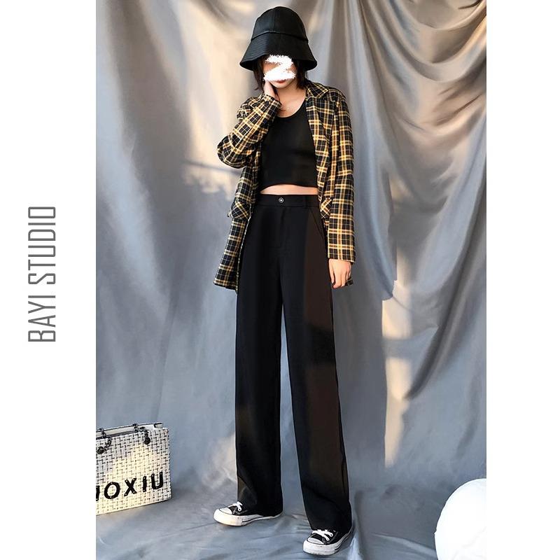 Women's High Waist Wide-Leg Trousers - Slimming, Loose Fit, Plus Size, Floor-Length, Perfect for Spring & Autumn.