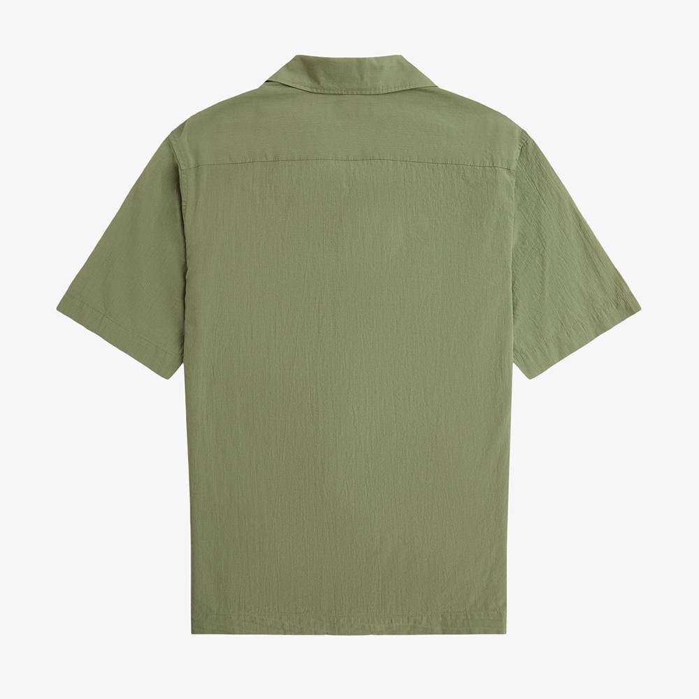 FRED PERRY [Sharp] Lightweight Textured Revere Collar Shirt - Olive Mint Afpm2517762-X88