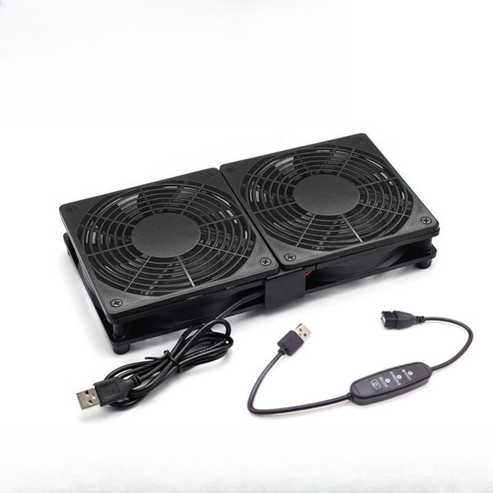 Dual 5V USB Fans Big Airflow Fan Cooling 3 Levels for Router TV Box Micro Computer and Other Electronics