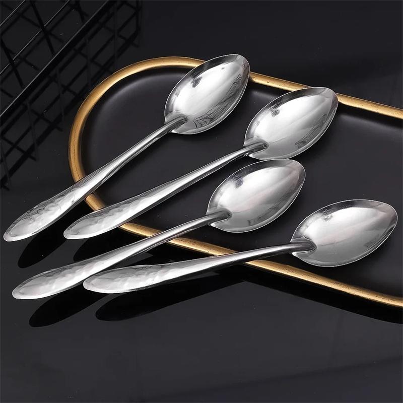10 pezzi Cucchiaio in acciaio inox Ramen Noodles Cucchiaio da tavola Cucchiaio per insalata di riso Cucchiaio per mescolare Casa Cucina Stoviglie Utensili da cucina