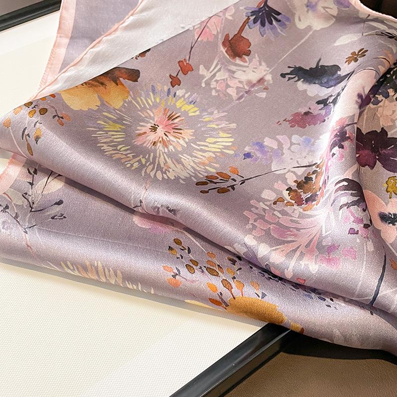 Pastoral Dandelion Silk Scarf - Spring/Summer Small Square Scarf for Women, Neck Protection, Bag Tie, Professional Commuting.