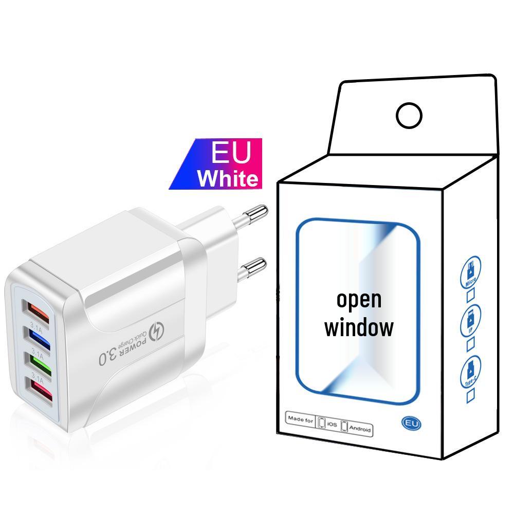 Colorful 4-Port USB Travel Charger 5V/2.4A Fast Charging, Australian Standard