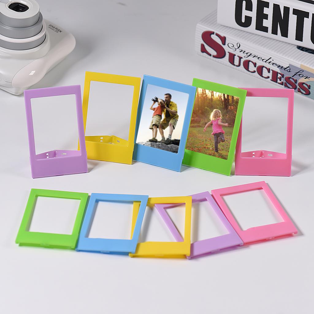 3 Mini Plastic Table Photo Frame for Fujifilm Instax Mini 8 7s 90 25 50s 9 SP 1 SP 2 Film, 10 Pack, 5 Colors