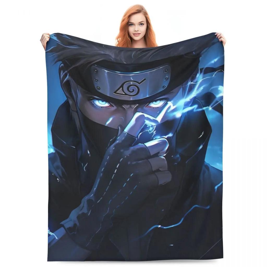 Japanese Anime Graphic Blankets N-Narutos Flannel Novelty Soft Throw Blankets for Home All Season
