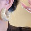 Women Sweet Knitted Woven Circle Plush Hoop Earrings Fashion Jewelry