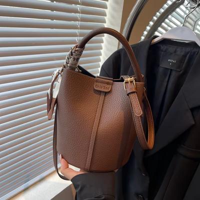 Podzimní A Zimní Vysoce Kvalitní Retro Módní Nová Přenosná Kabelka Kbelík S Texturou Dojíždění Jedno Rameno Crossbody Kabelka