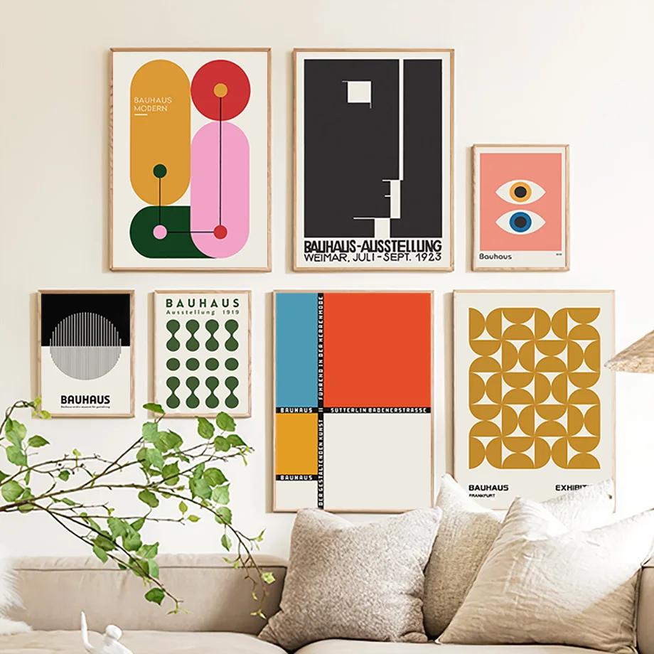 Colorful Bauhaus Exhibition  AbstractPoster Geometry Modern Gallery Wall Art Prints Canvas Painting Pictures Interior Home Decor