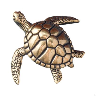 Brass Mini Sea Turtle Sculpture Tea Pet Miniature Decoration Lovely Kung Fu Model for