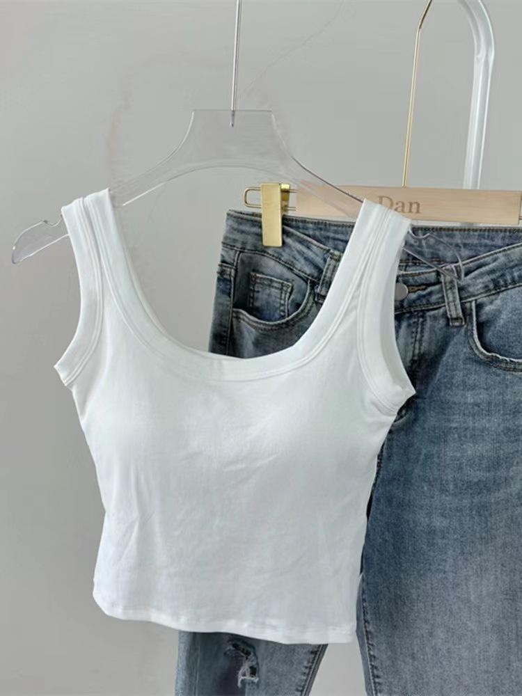 Candy Color Women’s Strappy Crop Tank Top with Padded Cup - Slim Fit