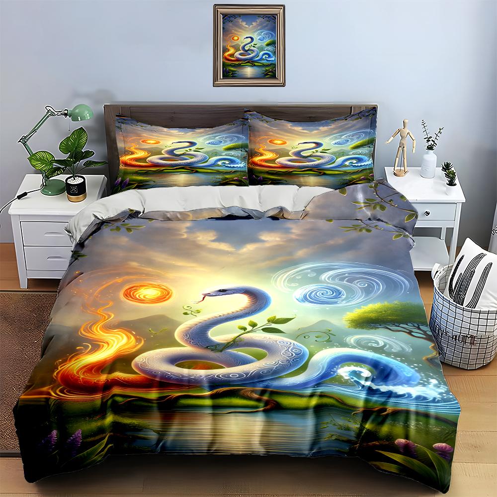 Mystical Serpent Design. Bedding Duvet Cover Sets Duvet Covers Pillowcases Gifts (1 * Duvet Cover 2 * Pillowcases, Without Duvet Insert)
