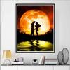 Disney Diamond Painting Couple Silhouette Under The Full Moon Romantic Theme Illustration Mosaic Handmade Hobby DIY Gift Home Decoration Embroidery