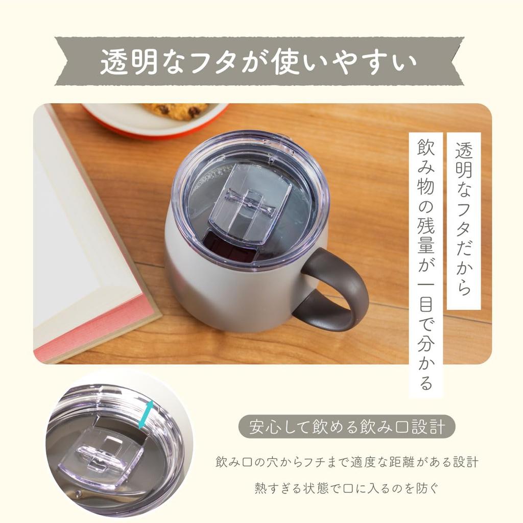 Atlas Cafe Link Mug with Slide Vacuum Keeps Hot or Cold Coffee Hot or Direct Drip Lid, 390ml, Insulated, Iced, Compatible, Charcoal, AFSM-402CH