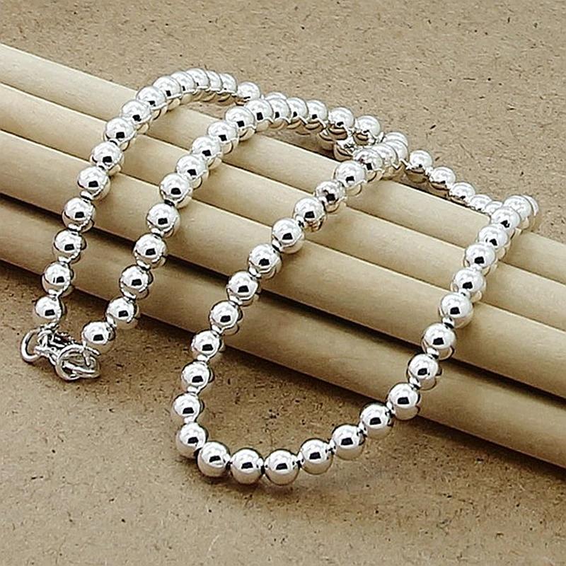 JewelryTop    Copper 4MM/6MM/8MM/10MM Smooth Beads Ball Chain Necklace For Women Men Fashion Jewelry