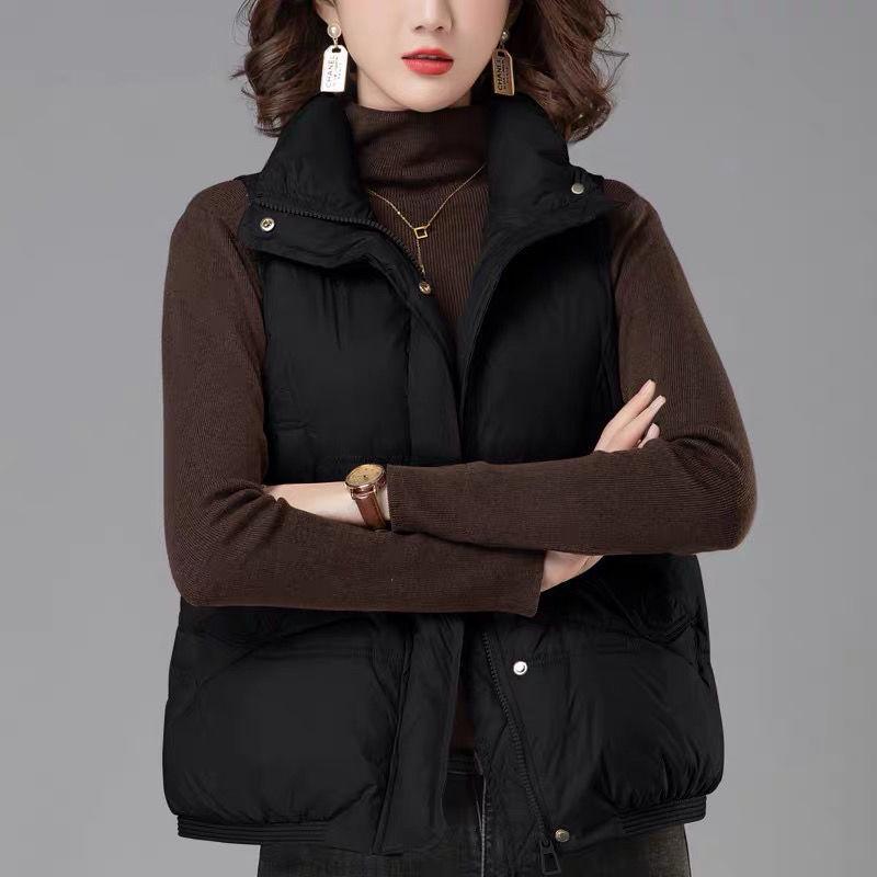 2025 Herbst/Winter Damen Kurze Koreanischer Stil Locker Warme Daunen Baumwolle Weste