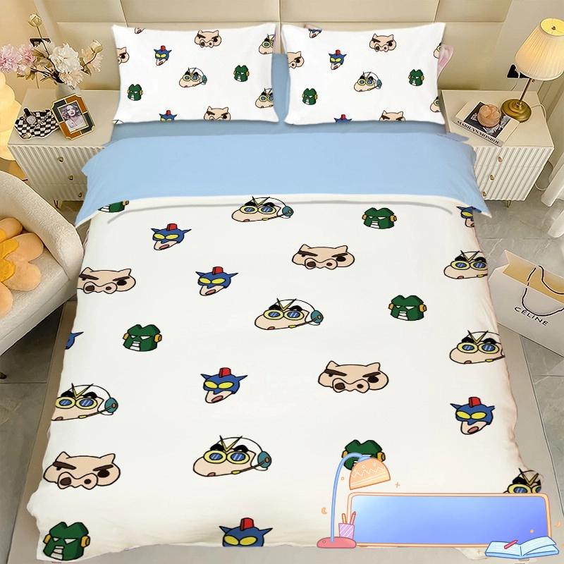 Boy Girl Crayon Shin-chan Bedding Set Pillowcase 2/3/pcs Shin-chan Duvet Cover Adult Children Gift Single Double Large Size