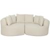 Curved 3-Seater Sofa in Chenille 188 cm, Living Room Sofa with Deep Seat, 6 Cushions, Thick Padding, Cream