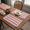 Table Flag Cotton Hemp Red Love Wedding Color Weaving Natural Material American Festival Party Dining Table Decoration
