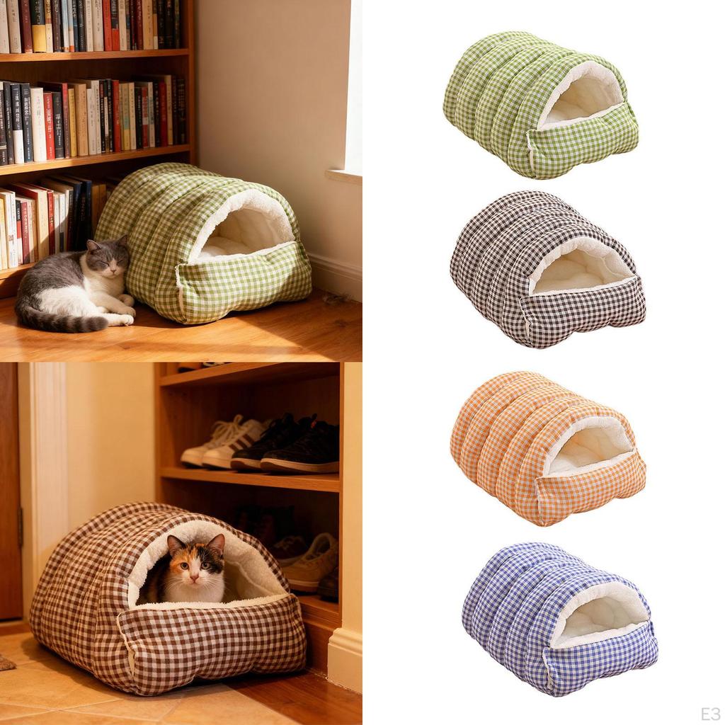 Cat House Dog Bed with Cushion Self Warming Nest Kennel Warm Soft Nest, for Puppy Small