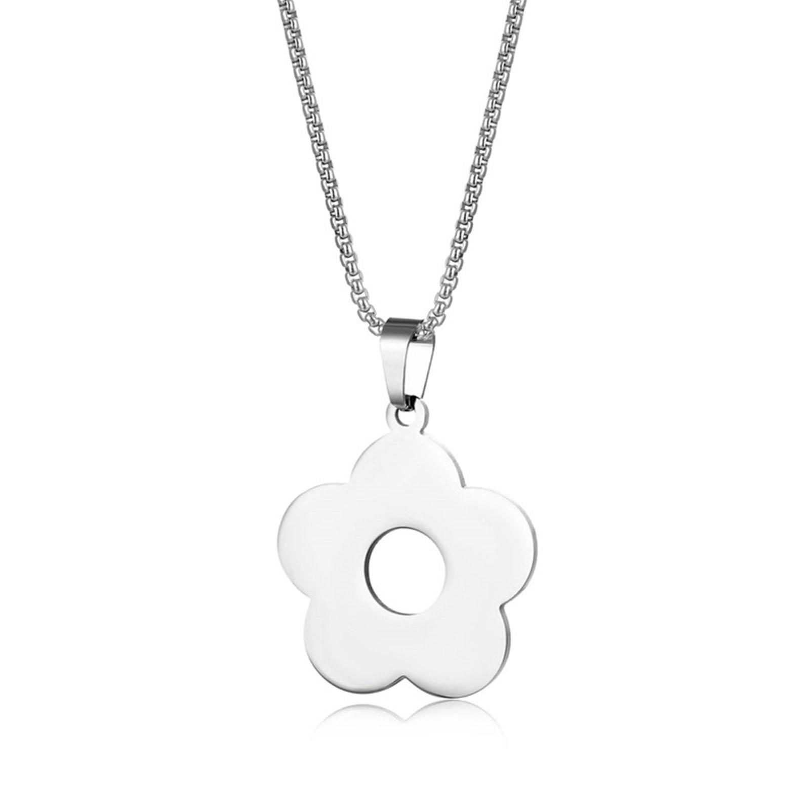 

Stainless Steel Flower Necklaces Pendant Chain Necklaces Jewelry Flower Pendant Necklace Party Jewelry Girls Women Gifts 1
