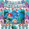 Ariel Themed Birthday Party Decorations Set: Banner, Cake Toppers, Balloons & Swirl Decor