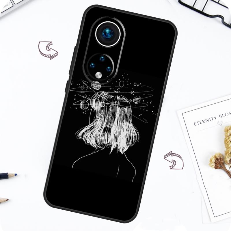 Black White Galaxys Aesthetic Case For Honor Magic 7 Lite 5 6 Pro Honor 200 50 70 90 Lite X8b X9a X8a X8 X9 X9c X9b Cover