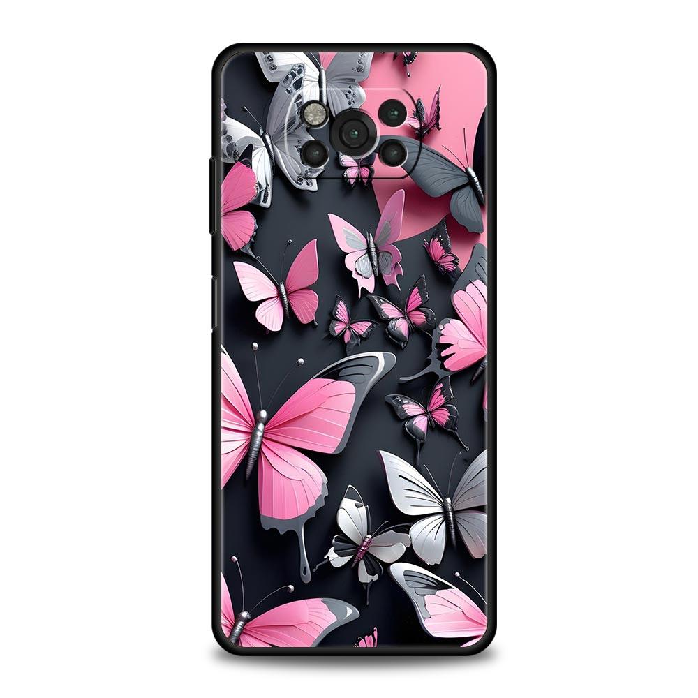 Butterfly Design Phone Case for Xiaomi Poco F7 F6 F5 F4 F3 X6 X5 X4 X3 NFC F7 Ultra M4 C51 C55 GT 5G Soft TPU Cover Fundas Capas