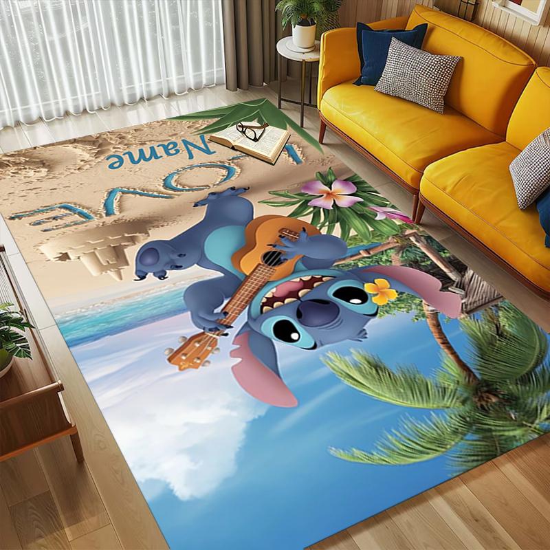 Custom Name Luna's Stitch Living Room Non-Slip Area Rug Soft Carpet for Bedroom Kids Playroom Sofa Office Home Decor Doormat