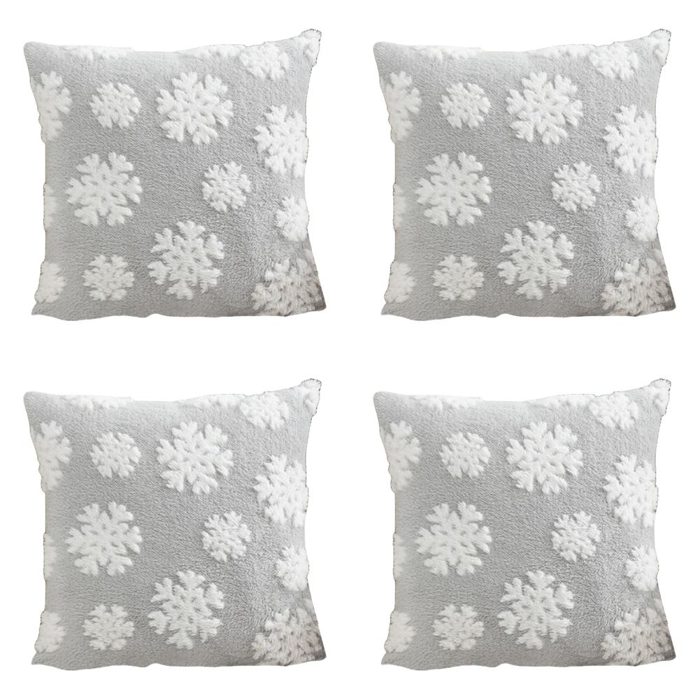Christmas Cushion Cover Pillow Case for Sofa Decor (Light Grey Small Snowflake)
