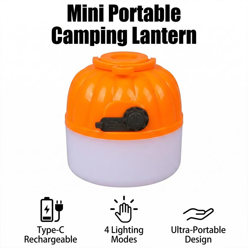 Mini Portable LED Pumpkin Bulb 6500K Rechargeable Eye-protecting Light Strip Hook Tent Light Outdoor Emergency Lighting Lamp