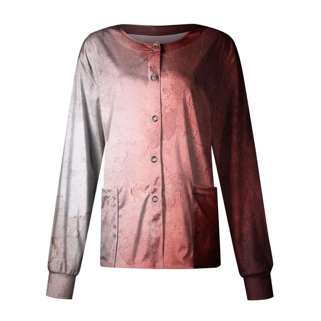 Women's Casual Long Sleeve Single Breasted  Printed Dry-nurse Top